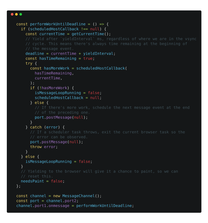 performWorkUntilDeadline implementation